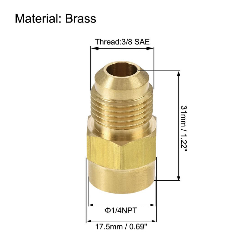 uxcell Brass Pipe fitting, 3/8 SAE Flare Male to 1/4NPT Female Thread, Tubing Adapter Hose Connector, for Air Conditioner Refrigeration - NewNest Australia