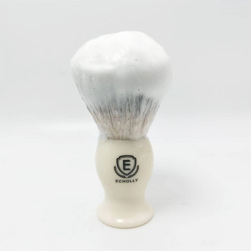 Echolly Premium Shaving Brushes for Men-Luxury Vegan Friendly Synthetic Shave Brush-Best Entry-Level Lather Brush for Men-Shaving Foam Lather Brush-Perfect Father's Day Gifts (Ivory White Handle) - NewNest Australia