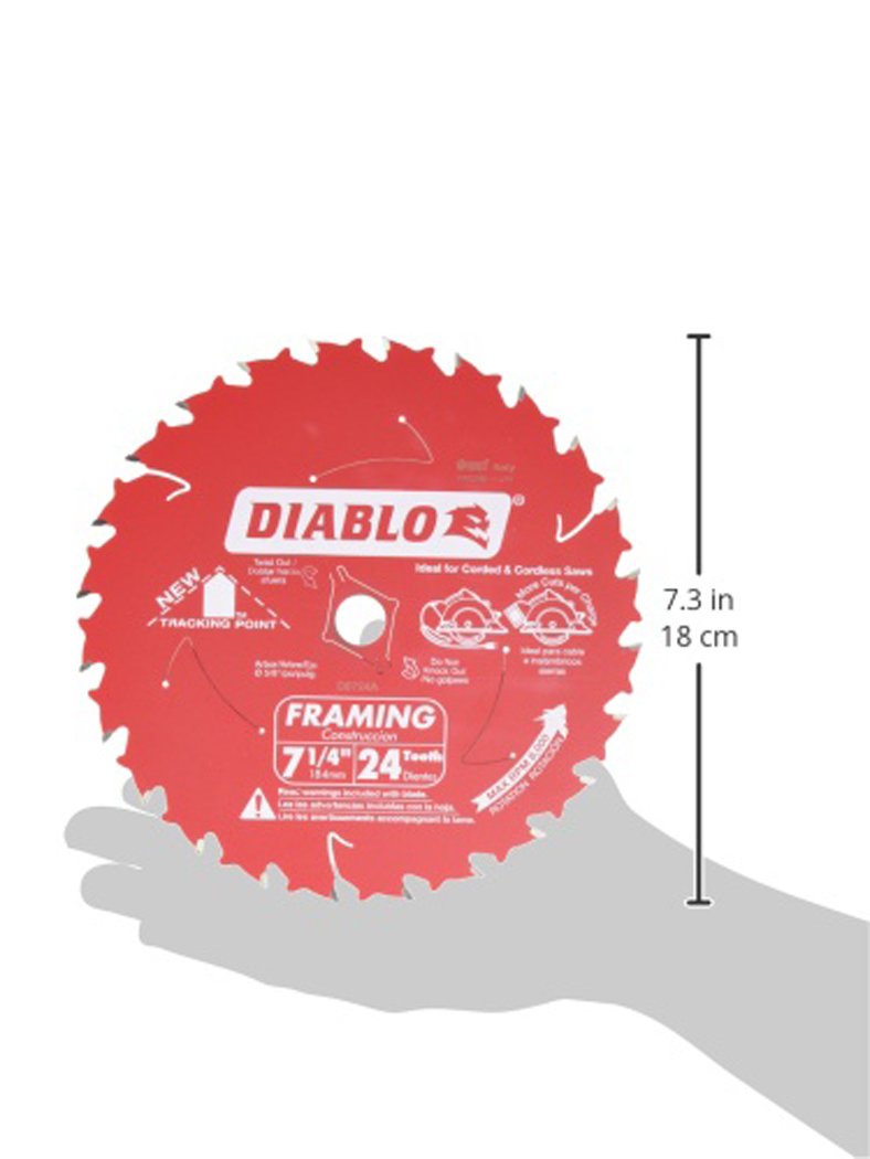 Freud D0724A Diablo 7-1/4-Inch 24 Tooth ATB Framing Saw Blade with 5/8-Inch and Diamond Knockout Arbor - NewNest Australia