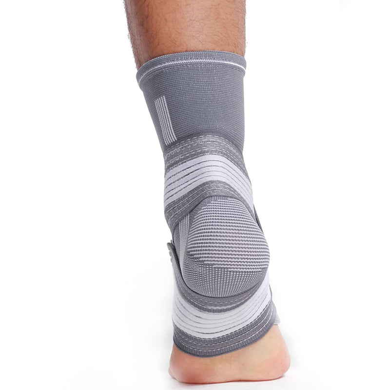 Neotech Care Ankle Brace Support - Elastic & Breathable Fabric - Adjustable Compression Strap - For Men, Women, Youth - Left or Right Foot - Grey Colour (Size M, 1 Unit) - NewNest Australia