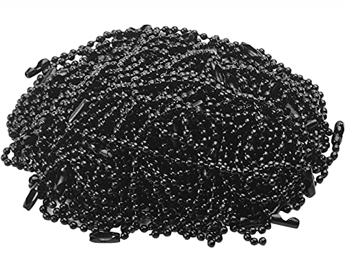 VIUJUH 150 pcs 100mm Bead Connector Clasp,2.4mm Diameter Ball Chain Keychain Rings Metal Bead Chain Nickel Chain Dog Tag Chain (Black) Black - NewNest Australia