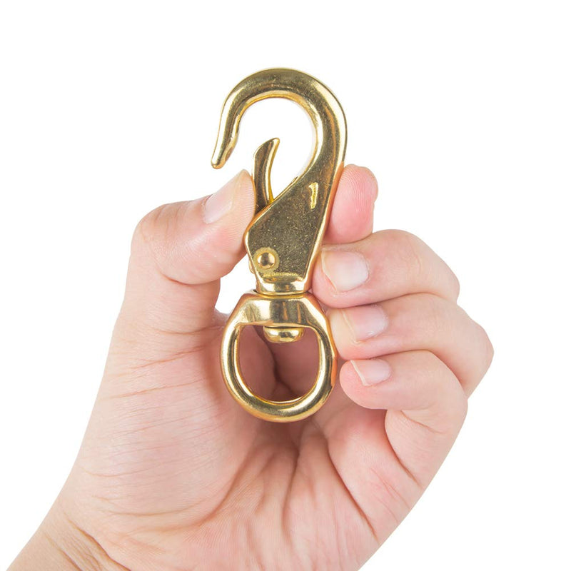 AOWESM 3-1/4" Brass Snap Hook 3/4" Swivel Eye - Solid Brass Clips #1 - Bags, Belting, Leashes, Straps, Luggage, Leathercarft (Pack of 2) - NewNest Australia