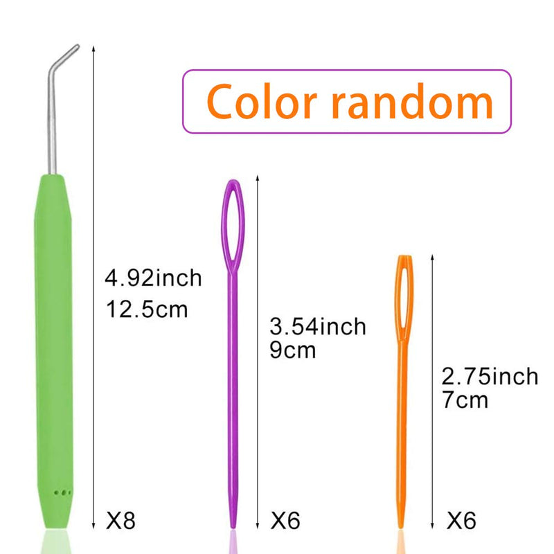 Loom Knit Hook Set, Crochet Needle Hook Kit, 8 Pcs Green Knitting Loom Hook with 12 Pcs Colorful Plastic Sewing Needles for Knitting Looms Knitting Boards - NewNest Australia