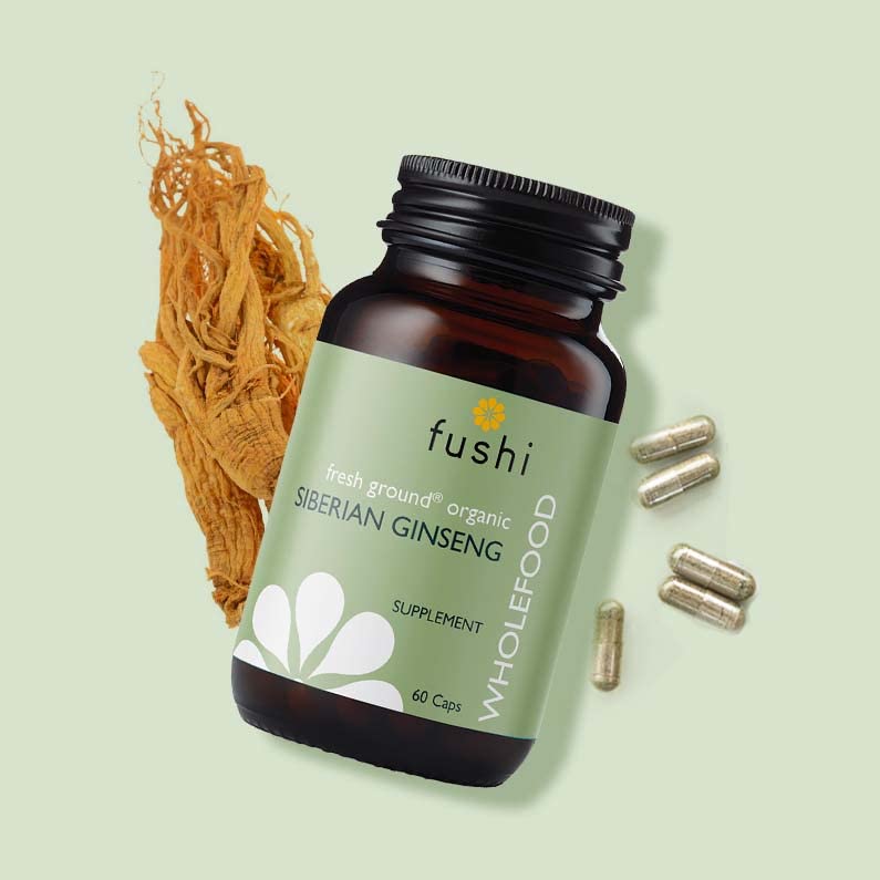 Fushi Organic Siberian Ginseng Capsules, 60 Caps | Fresh-Ground Whole Food | Strengthens Immune System, Purifies Blood, Stimulates Digestion | Ethical & Vegan | Manufactured in the UK - NewNest Australia