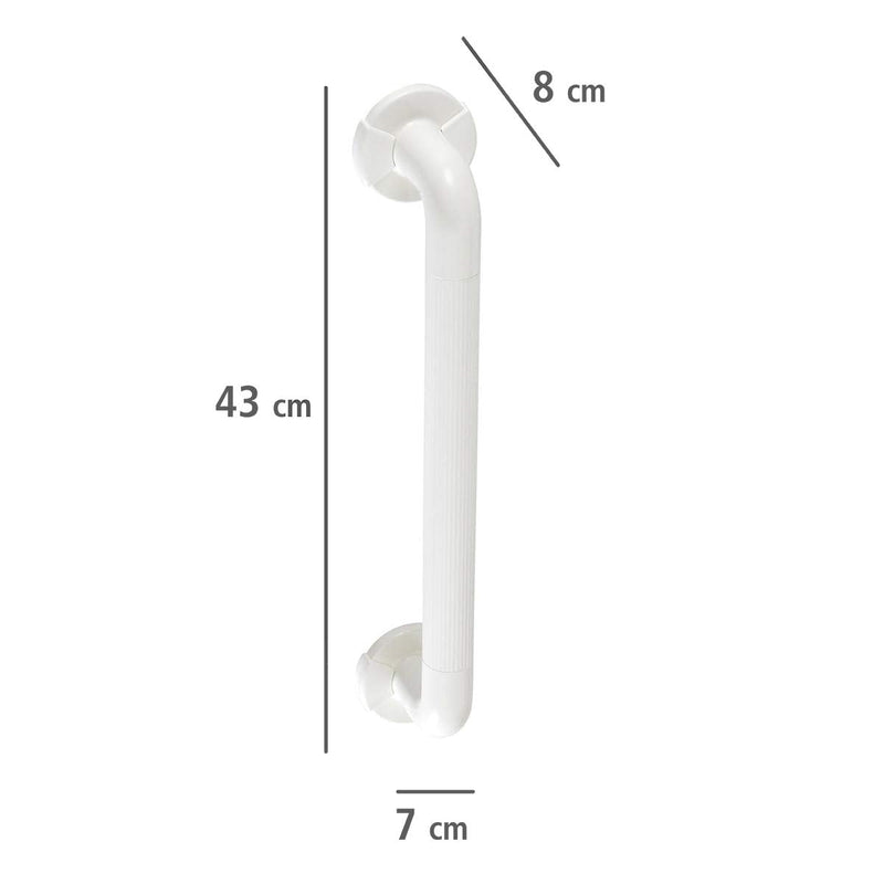 Wenko Secura Wall Grab Rail 43 Cm Long For Secure Hold In The Bathroom Such As Shower, Bathtub And Toilet, Sturdy Grab Bar For Drilling, Made Of Sturdy Plastic, 43 X 7 X 8 Cm, White - NewNest Australia