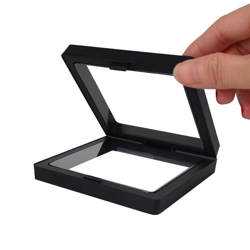 NewNest Australia - Bleiou 10 Pack 3D Floating Display Frame Stand Holder Coin Chip Jewelry Pin Display Stand Box (Black, 3.54 x 3.54 x 0.75inch) Style E 