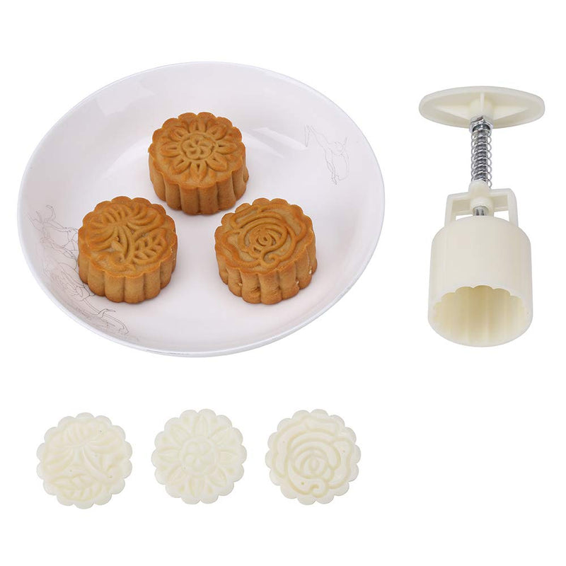 NewNest Australia - Mid-Autumn Festival Hand-Pressure Moon Cake Mould With 12 Pcs Mode Pattern For 4 Sets 