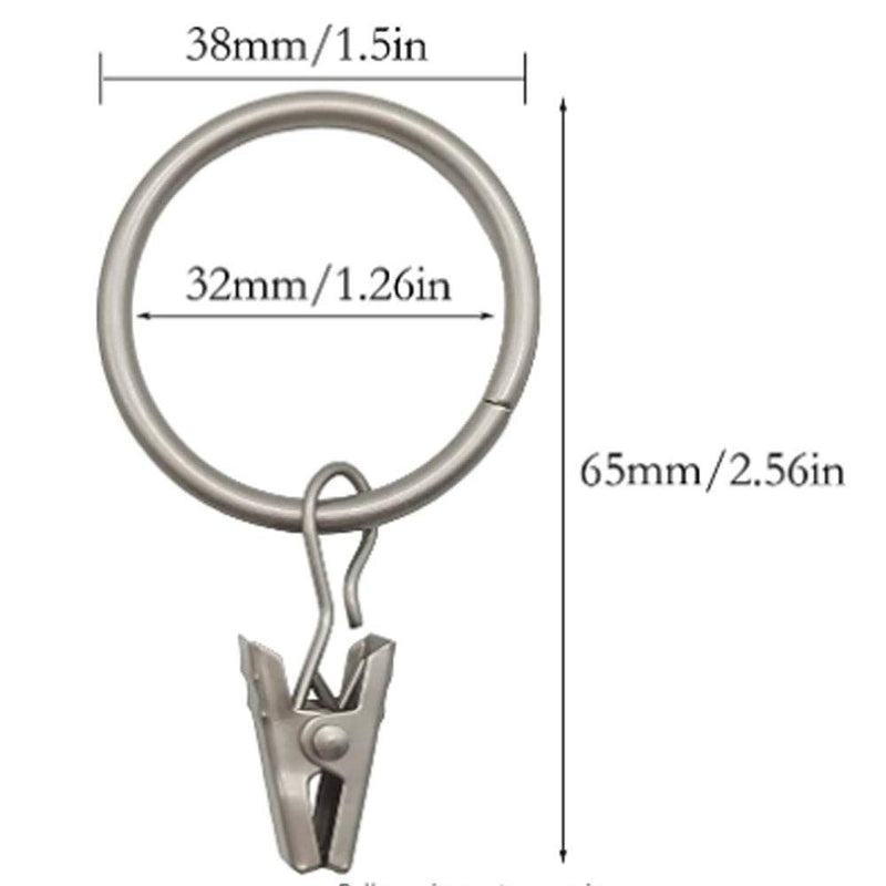 NewNest Australia - K Y KANGYUN 20 Pack Rings Curtain Clips Strong Metal for Decorative Drapery Window Rustproof Strong Metal Decorative Drapery Window Curtain Ring with Clip 1.5'' Interior Diameter Silver 