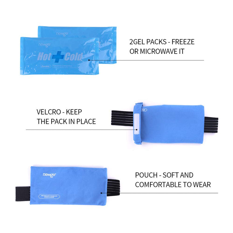 NEWGO Cooling Pads with Fleece Soft 27.5 x 13.5 cm Reusable Ice Packs Cold Hot Compress, Multiple Compress, Wrist, Arm, Knee, Neck, Ankle Injuries, Pack of 2 - NewNest Australia
