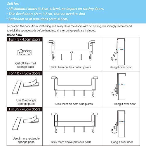 NewNest Australia - ACMETOP Over The Door Hook Hanger, Heavy-Duty Organizer for Coat, Towel, Bag, Robe – 5 Hooks, Aluminum, Matte Finish (Gray) Gray 