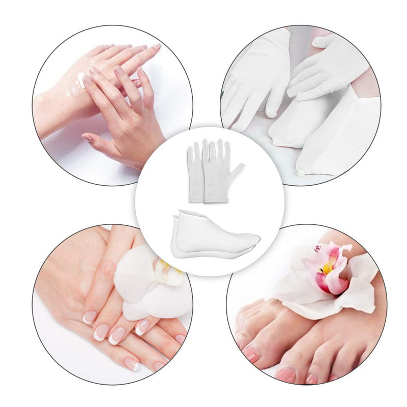 4 Pairs Moisturising Gloves and 4 Pairs Socks Nabance Moisturising Cotton Gloves Moisture Socks White Hand Gloves for Dry Hands Skin Care and Foot Spa(8 pairs/16pcs) 16 Count (Pack of 1) - NewNest Australia