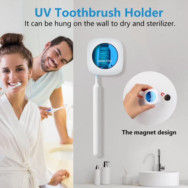 OOCOME Portable Deep UV Toothbrush Sanitizer Case Toothbrush Sanitizer Holder Organizer Case Toothbrush Cleaner Holder with Sticker free Punching for Travel and Family Use (2 Packs) 2 Packs - NewNest Australia