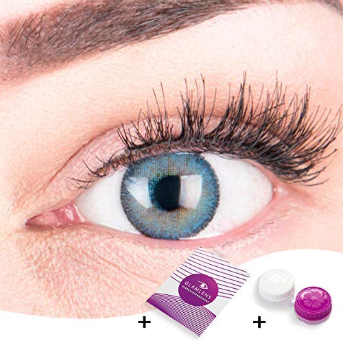 Very opaque and natural blue contact lenses SILICONE COMFORT NEW in color “Mirel Blue” + container from GLAMLENS - 1 pair (2 pieces) - DIA 14.00 - without strength 0.00 diopters 0.0 diopters 8.6 millimeters 14.00 millimeters 2.0 - NewNest Australia