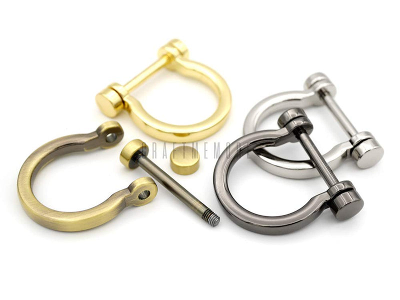 CRAFTMEMORE D-Rings Screw in Shackle Horseshoe U Shape D Ring DIY Leather Craft Key Holder Purse Accessories for 3/4 Inch Strap 4 pcs (Gold) Gold - NewNest Australia
