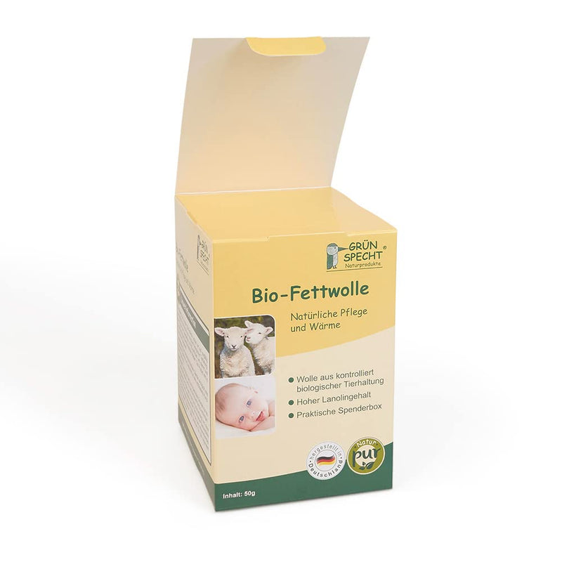 Gr√Únspecht Organic Fat Wool For The Care Of Sensitive Baby Bottoms And Stressed Nipples, Sheep'S Wool With A High Lanolin Content, Resealable Dispenser Box (638-00) - NewNest Australia
