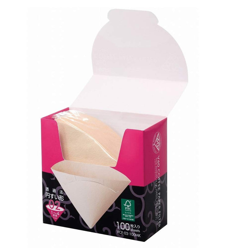 HARIO VCF-02-100MK 1-Piece Box of Paper Filter for 02 Dripper Misarashi Box of 100 Natural, Without Tabs Size 02 - NewNest Australia