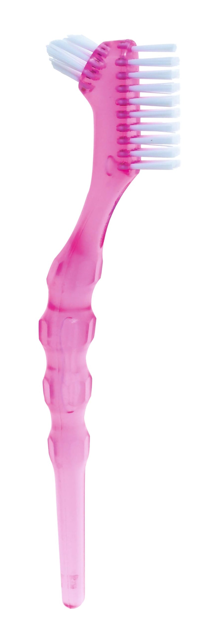 miradent Protho Brush® De Luxe pink denture brush 1 piece | two sizes of bristle fields | large ergonomic handle | available in two colors | also ideal for on the go - NewNest Australia