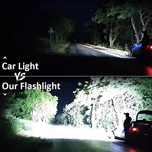 Rechargeable LED Flashlight High Lumens, 90000 Lumen Brightest Tactical Flashlight with 10000mAh Battery, Side Worklight, 7Modes Zoomable High-Power Flashlight&USB Rechargeable for Camping Emergency Highlumen Flashlight - NewNest Australia