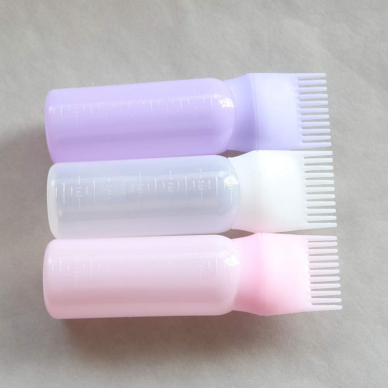 Towarm Blue White Purple 3pieces Comb Applicator Bottle 6 Ounce Bottle Comb with Graduated Scale for Hair Dye Coloring Scalp Treatment Essential (3pcs) - NewNest Australia