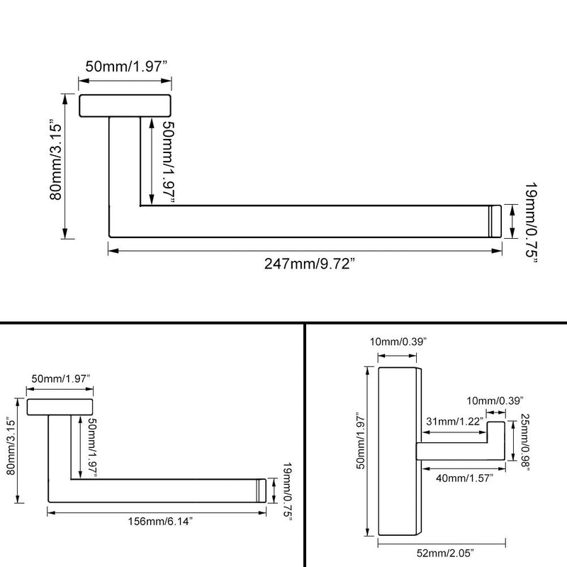 GERZWY Bathroom Hardware Accessories Sets SUS304 Stainless Steel Bath Shower Set 3-Pieces(Robe Hook Toilet Paper Holder Towel Bar) Contemporary Style, Matte Black IG18567-3BK - NewNest Australia