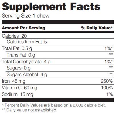 Fusion Lifestyle Iron Supplement for Women and Men, Cherry Flavored Iron Soft Chew Plus Vitamin C for Iron Deficiency and Anemia, 2 Month Supply, 60 Count - NewNest Australia