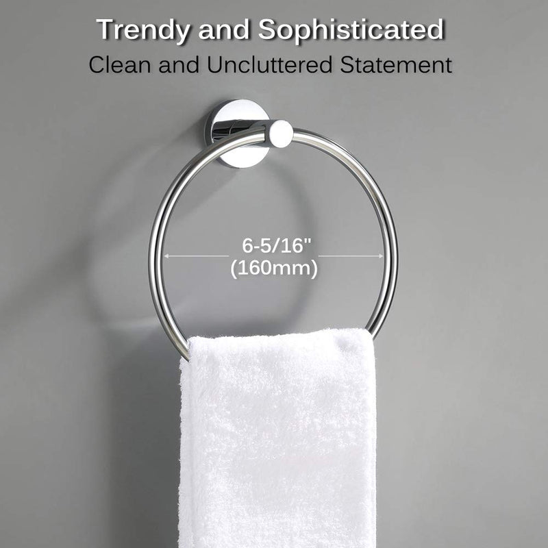 Hand Towel Ring, Angle Simple Stainless Steel Bathroom Towel Holder, Face Towel Hanger, Round Towel Ring Chrome, Wall Mount - NewNest Australia