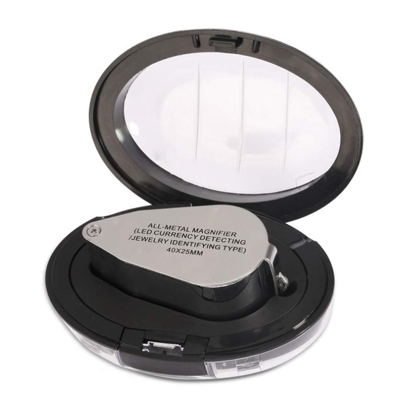 KINGMAS 40x Jeweller Loupe Folding Magnifying Jewelry Eye Magnifier With LED Light Illuminated (LED Currency Detecting/Jewlers Identifying Type Lupe) - NewNest Australia