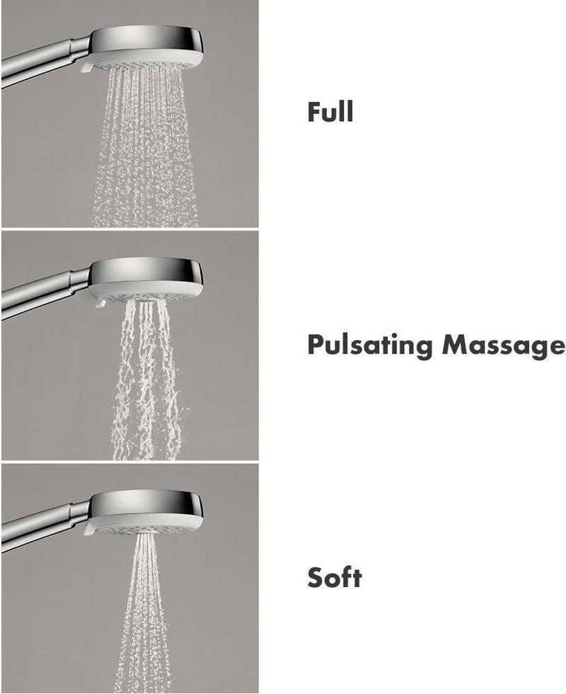 hansgrohe Crometta 100 Easy Install 4-inch Handheld Shower Head Modern 3 Full, Pulsating Massage, Intense Turbo 26826821 Brushed Nickel - NewNest Australia