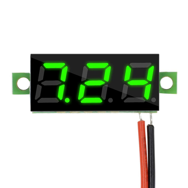 Diymore 10pcs Mini Digital 0.28" 2 Wire LED Panel Display Voltage Tester Voltmeter DC Volt Meter (Green) Green - NewNest Australia