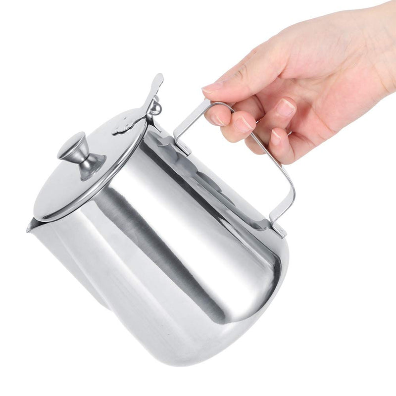 Milk Frothing Cup 600Ml/1000Ml Stainless Steel Thicken Coffee Pitcher with a Lid Dripless spout for Espresso Latte Art and Frothing Milk(1000ML) 1000ML - NewNest Australia