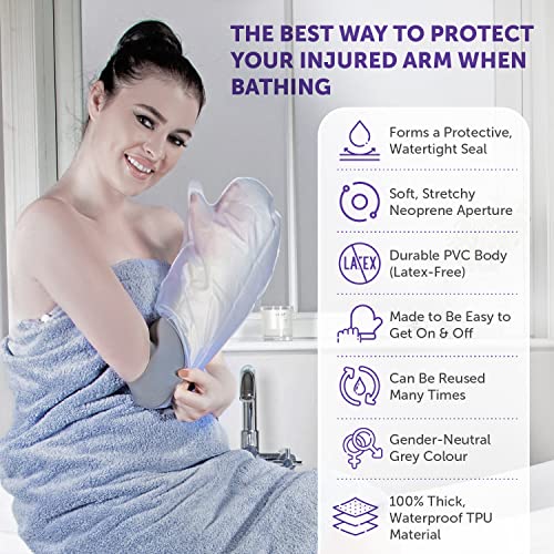 Blocka-wear Waterproof Cast Cover Arm Adult for Shower & Bath - Reusable Broken Arm Protector Sleeve Made With Stretchy Neoprene Seal & PVC Body – S-M, 57cm x 24cm, Grey Adult Size S-M - NewNest Australia