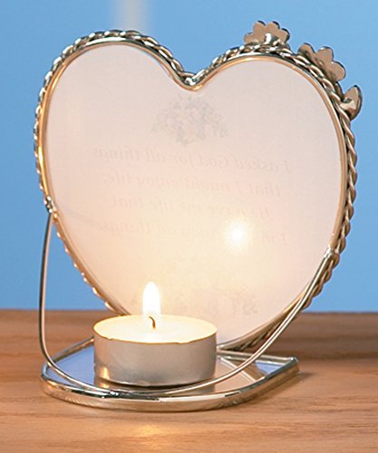 NewNest Australia - BANBERRY DESIGNS Heart Tea Light Candle Holder - Glass Heart with Yellow Butterfly and Silver Metal Tree Design - Approx. 4" H - Teacher Appreciation Gifts- Gifts for Her 