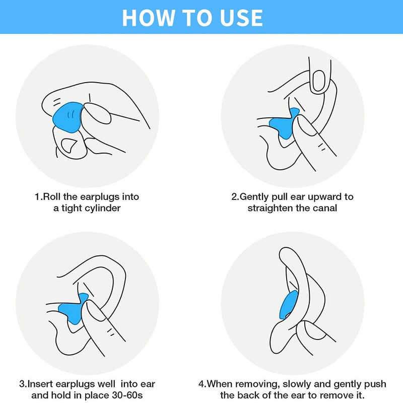 Ear Plugs,8 Pairs Soft Reusable Silicone Ear Plugs, Wax Ear Plugs，Silicone Earplugs, Gel Ear Plugs for Sleeping Soft Reusable Moldable Noise Cancelling Earplug for Snoring - NewNest Australia