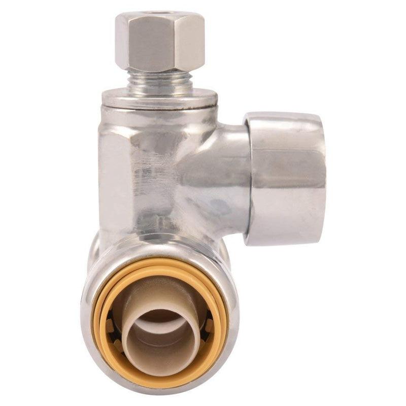 SharkBite 24983A Service Tee Stop Valve, 1/2 Inch x 1/2 Inch x 1/4 Inch, 1/4 Turn, Compression Service Stop Fitting, Water Valve Shut Off, Push-to-Connect, PEX, Copper, CPVC, PE-RT 1/2" x 1/2" x 1/4" - NewNest Australia