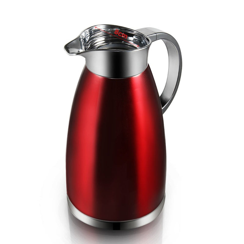 Haosens 1.8 Litre Stainless Steel Coffee Carafe Double Walled Vacuum Insulated Coffee Jug Thermal Jug (Red) Red - NewNest Australia