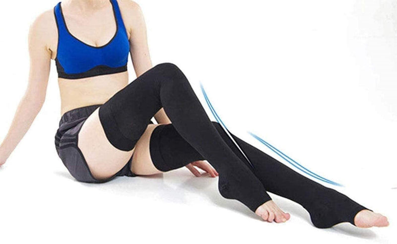 Pedimend Thigh High Compression Stockings for Varicose Veins | Compression Stockings | Effective Relief from Tightness & Muscle Soreness | Promote Venous Blood Flow | for Men & Women (Black) Black - NewNest Australia