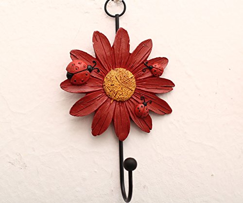 NewNest Australia - Creative Daisy Resin Wall Hooks Wall Mounted Art Flower Iron Hook Hand-painted Hanging Coat / Hat /Key/ Towel Hooks Home Decoration(Set of 4) 