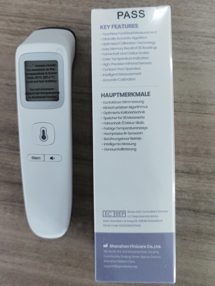 Fever Thermometer Contactless Forehead Thermometer, Digital Infrared Thermometer for Babies and Adults with Instant Accurate Readings, Fever Alarm, LCD Display and 35 Memory Recall (Cream) Cream - NewNest Australia