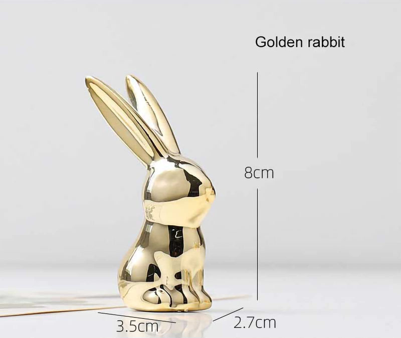 Hananona 2 Pcs Ceramic Animal Figurines Ornaments, Gold Ceramic Rabbit Bunny Home Decor Sculptures and Statues Handmade Artware Gifts (Gold Bunny, 2) Gold Bunny - NewNest Australia