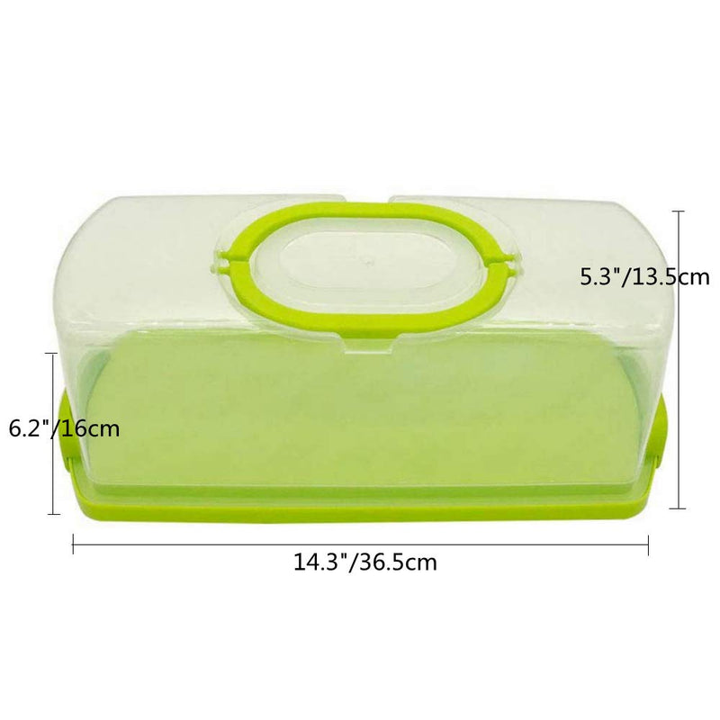NewNest Australia - FEOOWV Portable Plastic Rectangular Loaf Bread Box with Transparent Lid, Bread Keeper for Carrying and Storing Loaf Cakes,Banana Bread,Pumpkin Bread,Quick Breads (Green) Green 