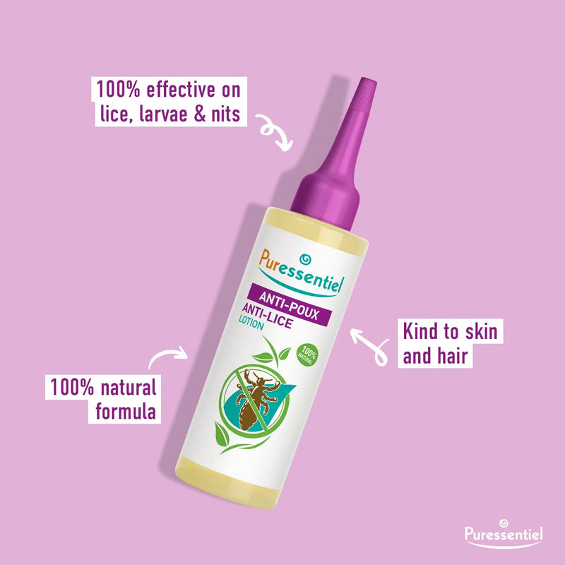 Puressentiel Head Lice Treatment Lotion & Head Lice Comb - Kills 100% Head Lice in Just 10 minutes - 100% Natural Formula - Easy To Apply Lotion 100ml - For kids & Adults - Cruelty Free - NewNest Australia