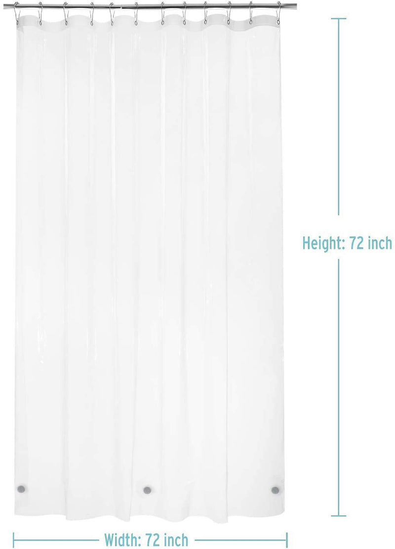 Titanker Shower Curtain Liner, Waterproof Lightweight 3G PEVA Shower Liner, 12 Metal Grommet Holes Shower Curtain with Magnets for Bathroom, Hotel, Bathtub, 72 x 72 Inches - Clear 72" W x 72" H - NewNest Australia