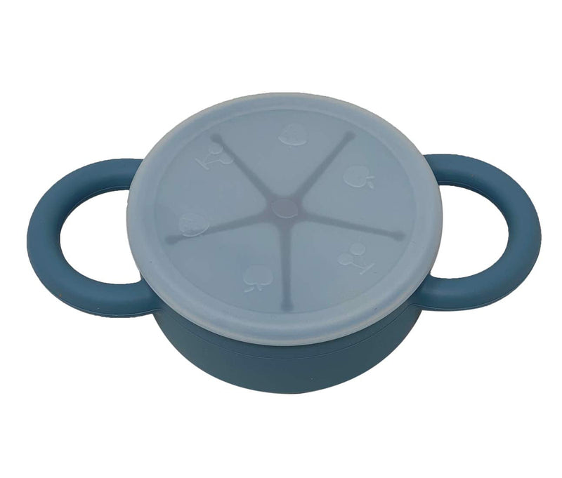 BraveJusticeKidsCo | Snack Attack II Snack Cup | Collapsible Silicone Snack Container | Toddler and Baby Snack Catcher Lid (Blue Steel) Blue Steel - NewNest Australia