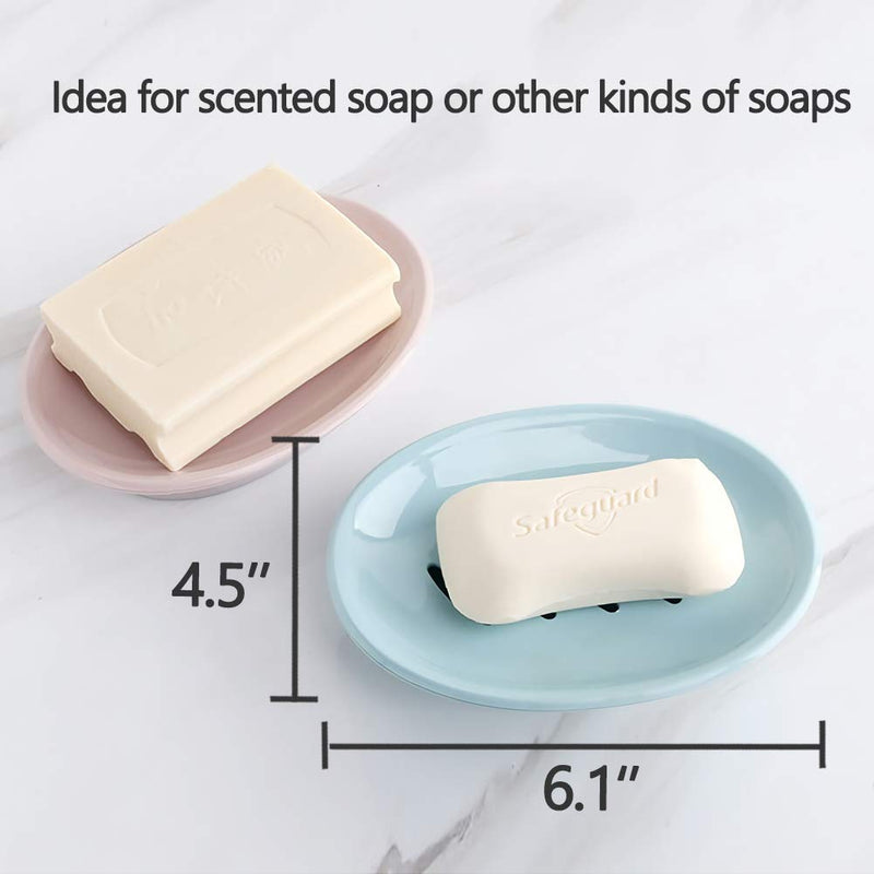 2-Pack Soap Dish with Drain Soap Holder Soap Saver Easy Cleaning Dry Stop Mushy Soap Tray for Shower Bathroom (White) 1#white 1#Style - NewNest Australia