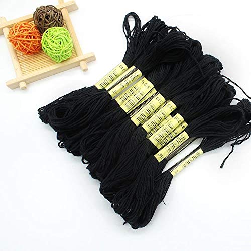 Black Embroidery Floss, 24 Skeins Embroidery Thread Friendship Bracelet String, Cross Stitch Threads Hair Wrap Yarn - NewNest Australia