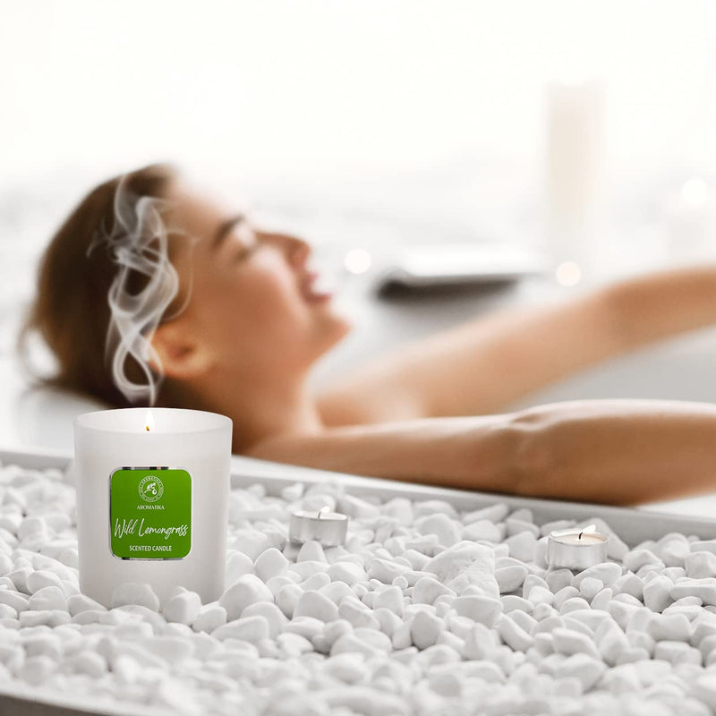 Aroma Candle Lemongrass - Aromatherapy Soy Wax Candles With Lemongrass Oil - Vegan Soy Wax With Essential Oils - Candle Gift - Scented Candle In Glass - Up To 45 Hours Burning Time - NewNest Australia