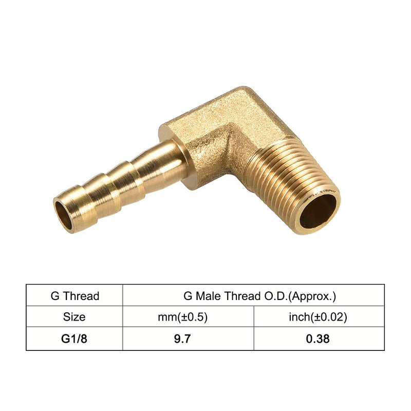 uxcell Brass Barb Hose Fitting, 90 Degree Elbow 6mm Barbed to 1/8 PT Male Pipe Adapter Connector 2pcs - NewNest Australia