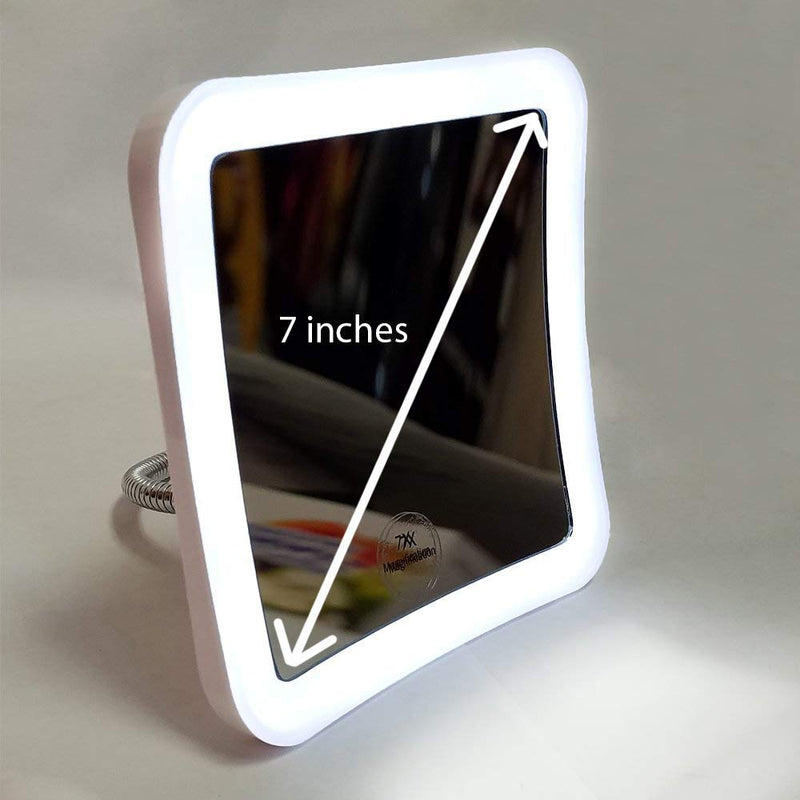 NewNest Australia - SunplusTrade Led 7X Magnifying Makeup Mirror Lighted Vanity Bathroom Square Mirror with 360 Degree Swivel Rotation, Flexible Gooseneck, and Locking Suction 