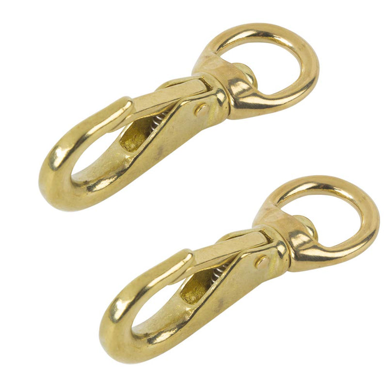 AOWESM 3-1/4" Brass Snap Hook 3/4" Swivel Eye - Solid Brass Clips #1 - Bags, Belting, Leashes, Straps, Luggage, Leathercarft (Pack of 2) - NewNest Australia