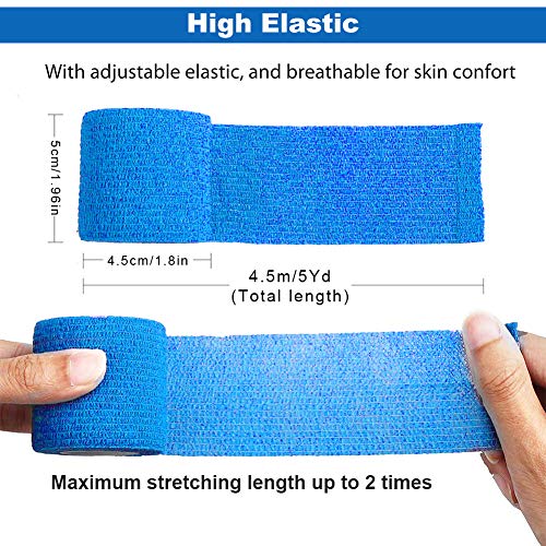 Tape Bandage Bandage, 5 Pieces Non-Woven Fabric Waterproof Self-Adhesive Bandage Self-Adhesive Non-Woven Fabric Cohesive Wrap Elastic Bandage For Outdoor Sports, 5 Cm X 4.5 M (Blue) - NewNest Australia